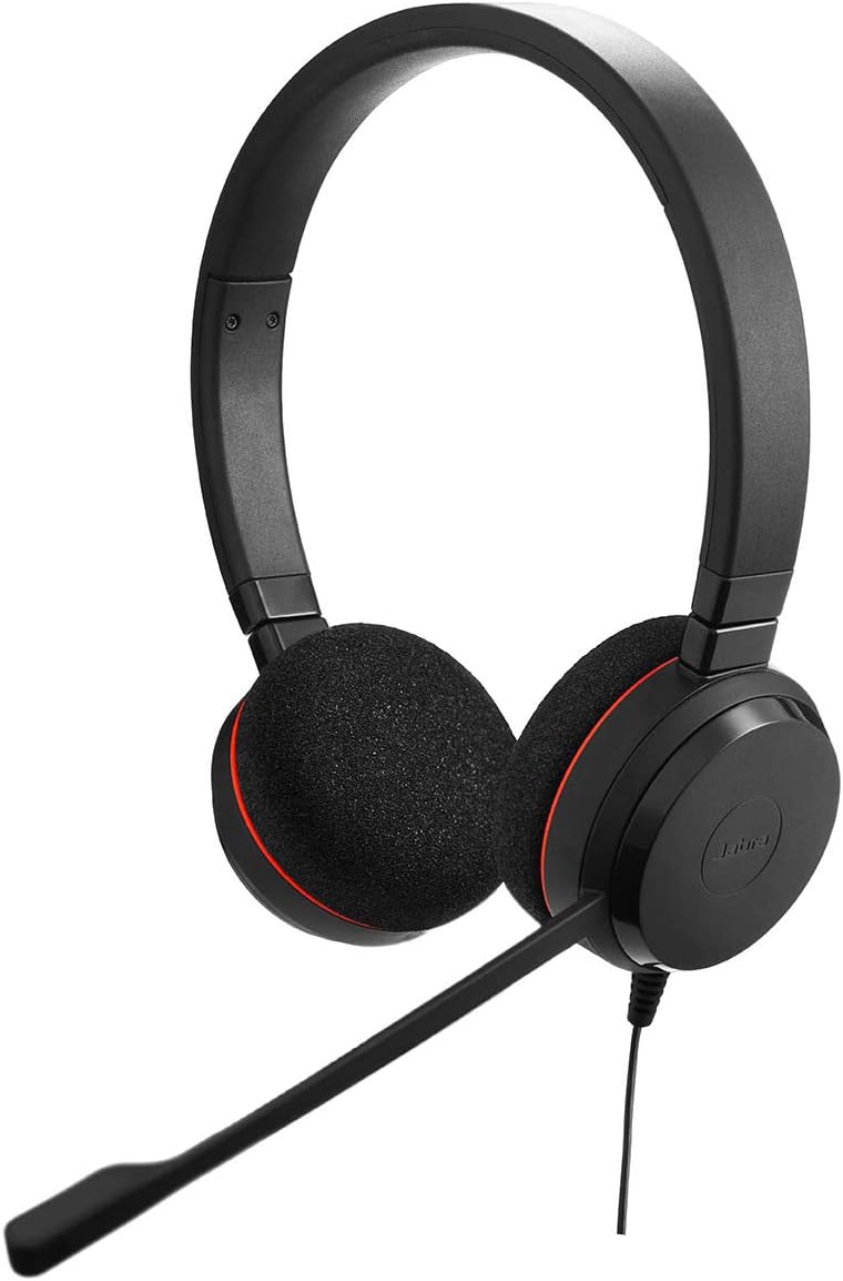 Jabra Evolve 20 Stereo Casque audio - Casque certifié Microsoft pour VoIP Softphone avec annulation passive du bruit - Càble USB avec contrà´le volume - Noir